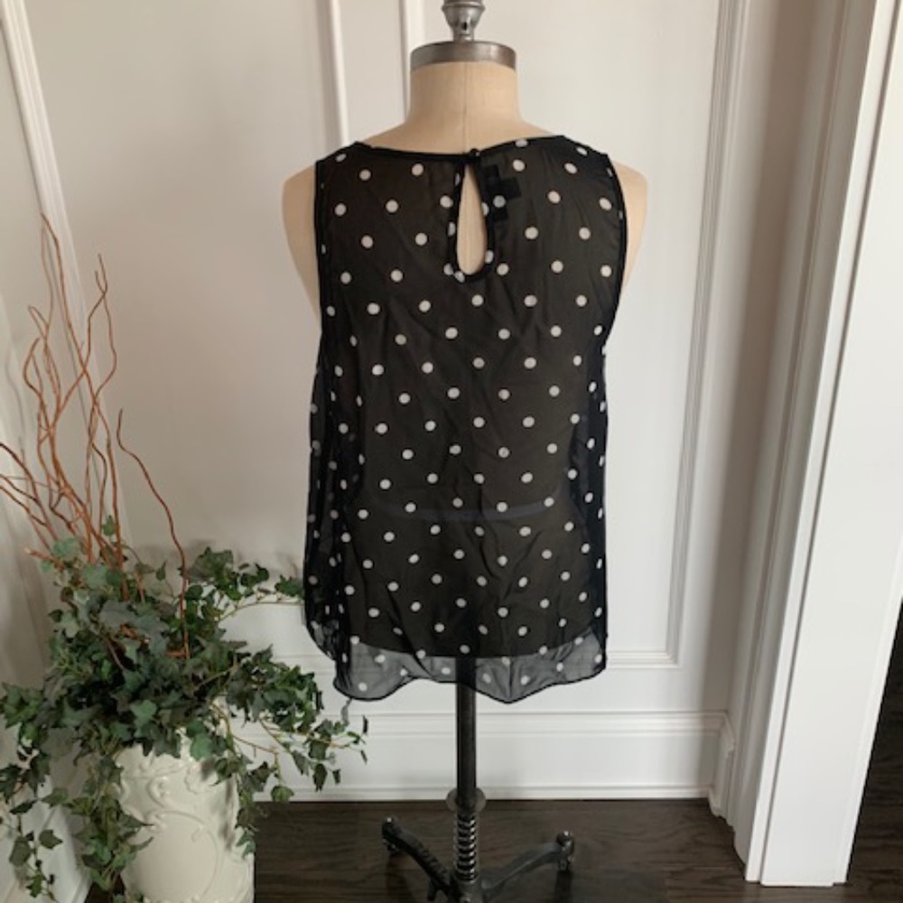 A. Byer Women's Sheer Swing Polk-a-dot Top - Picture 4 of 8